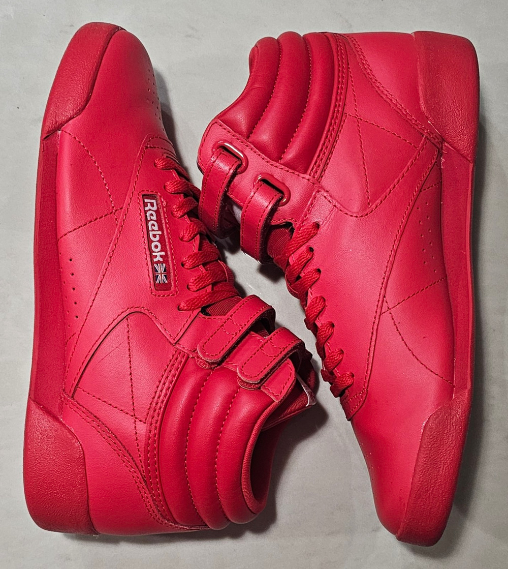 Reebok Freestyle Hi Vector Red Size 5 Triple Red High Top Shoes GW9516